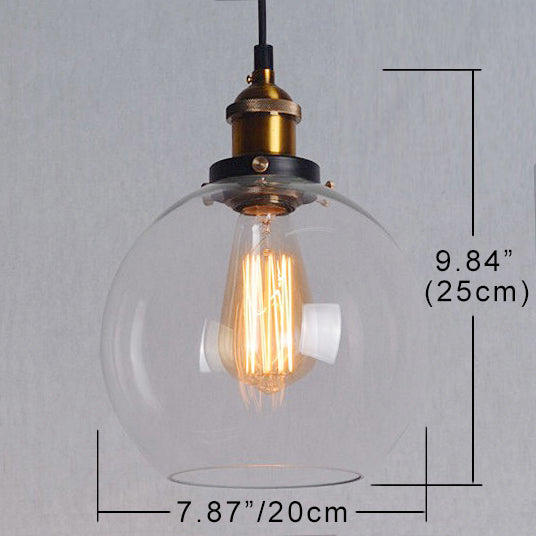 Modern track pendant light with clear crystal glass globe, 7.87" diameter, 9.84" height.