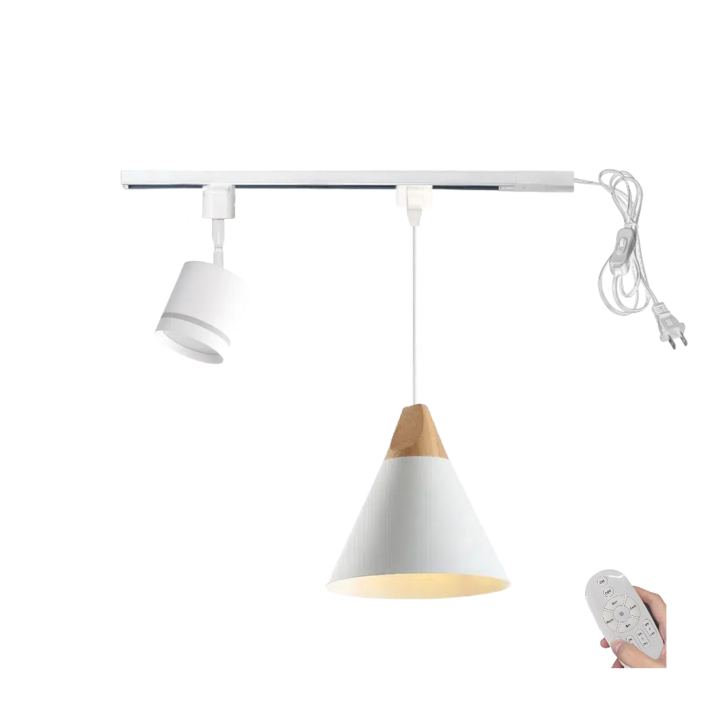 Kiven 4-Light Track Lighting Kit Nordic-Style White Integrated LED Track/Pendant Combo for Bedroom, Kitchen Island