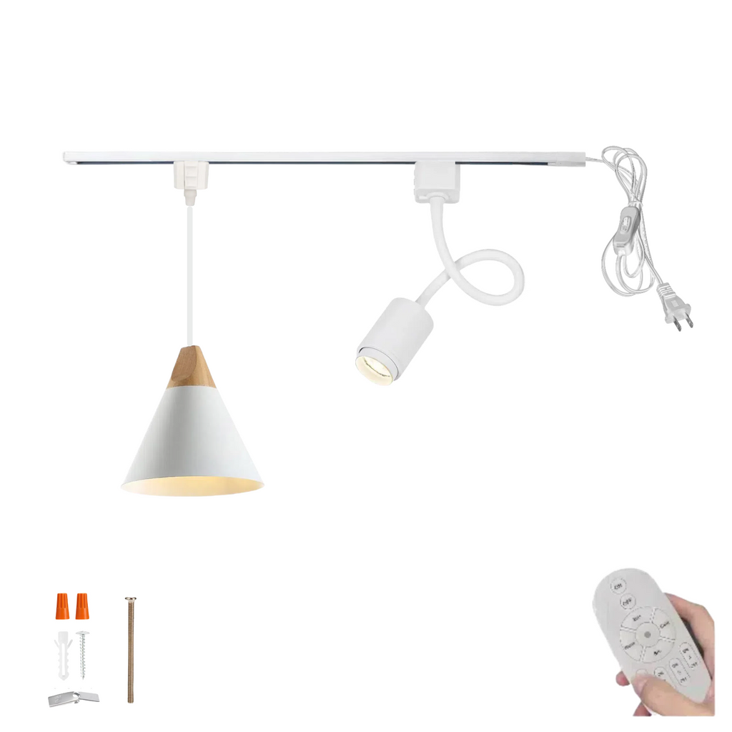 Kiven Integrated LED Goose neck/Pendant Combo 4-Light Track Lighting Kit Scandinavia-Style for Living Room, Kitchen Island