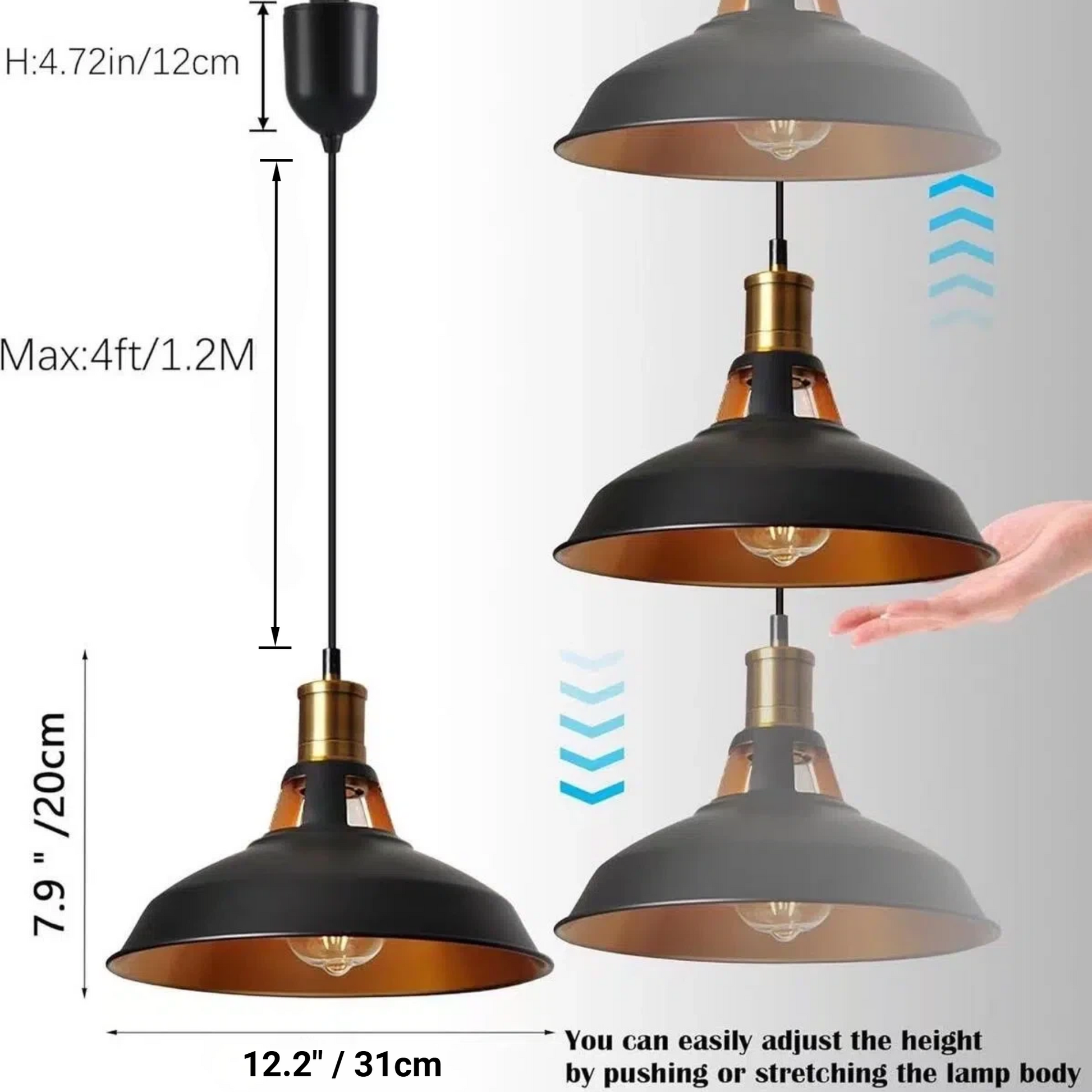 Adjustable Height Track Lighting Pendants 4 Ft Cord Interior in Gold Macaron Style Track Mount