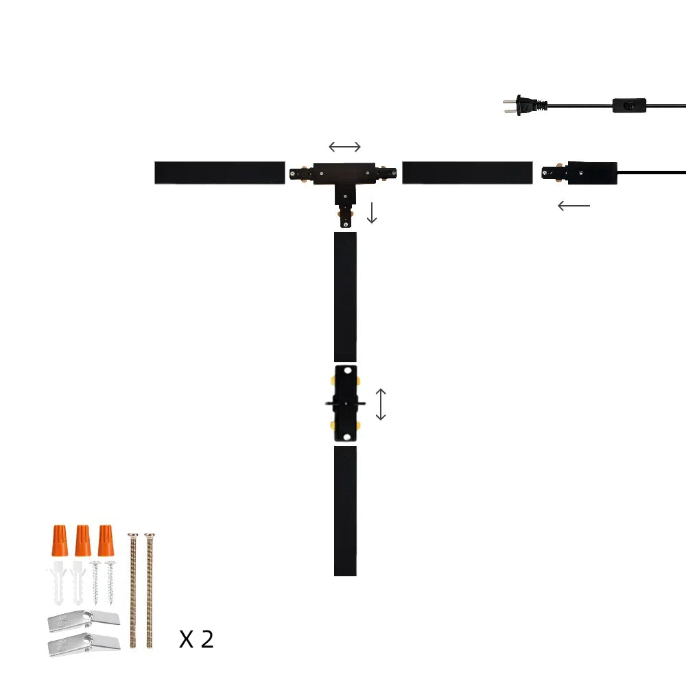 Customizable H Track Lighting Rail Kit Black 15ft Cord Length U-shaped Track with I and L Connectors Suitable for Kitchen Island of Various Shapes