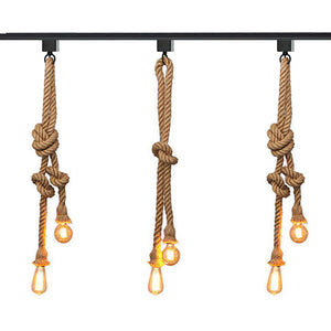 Track Pendant Light Set Hemp Rope Cord DIY Industrial Style