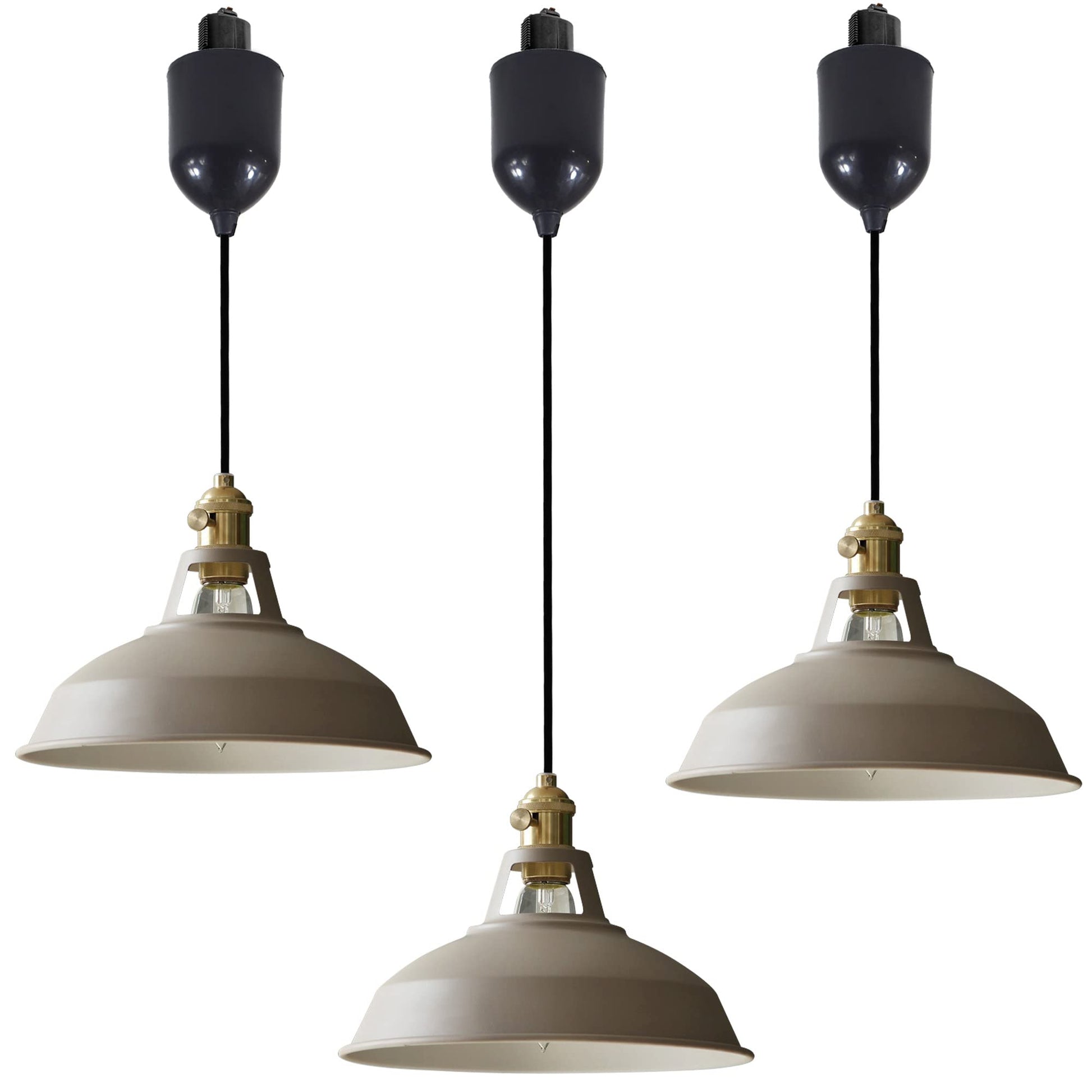 3-Pack H-Type Track Pendant Lights, Retractable Adjustable Height Industrial Pendant Light with Shade for Kitchen Island Dining Room