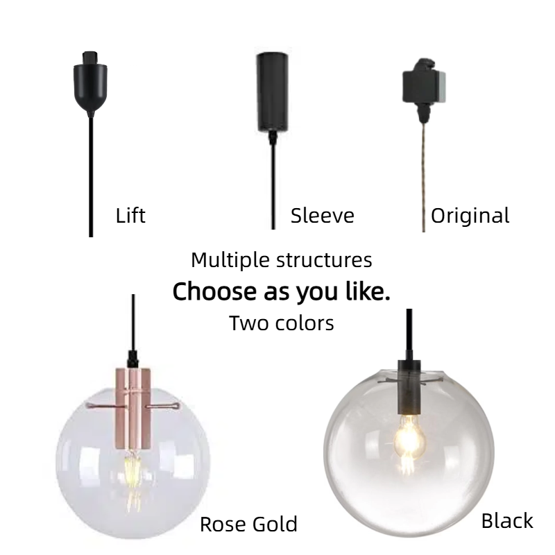 Kiven H-Type Track Lighting Light fixture, Modern Halo Track Pendant Light with Built-in Cable Wrapper and Glass Lampshade, Adjustable Length for Bedroom Kitchen Shop,Black Finish,1-Light