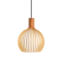 Load image into Gallery viewer, Rechargeable Battery Adjustable Cord Pendant Light Wood Shade Smart LED Bulbs with Remote Minimalist Design