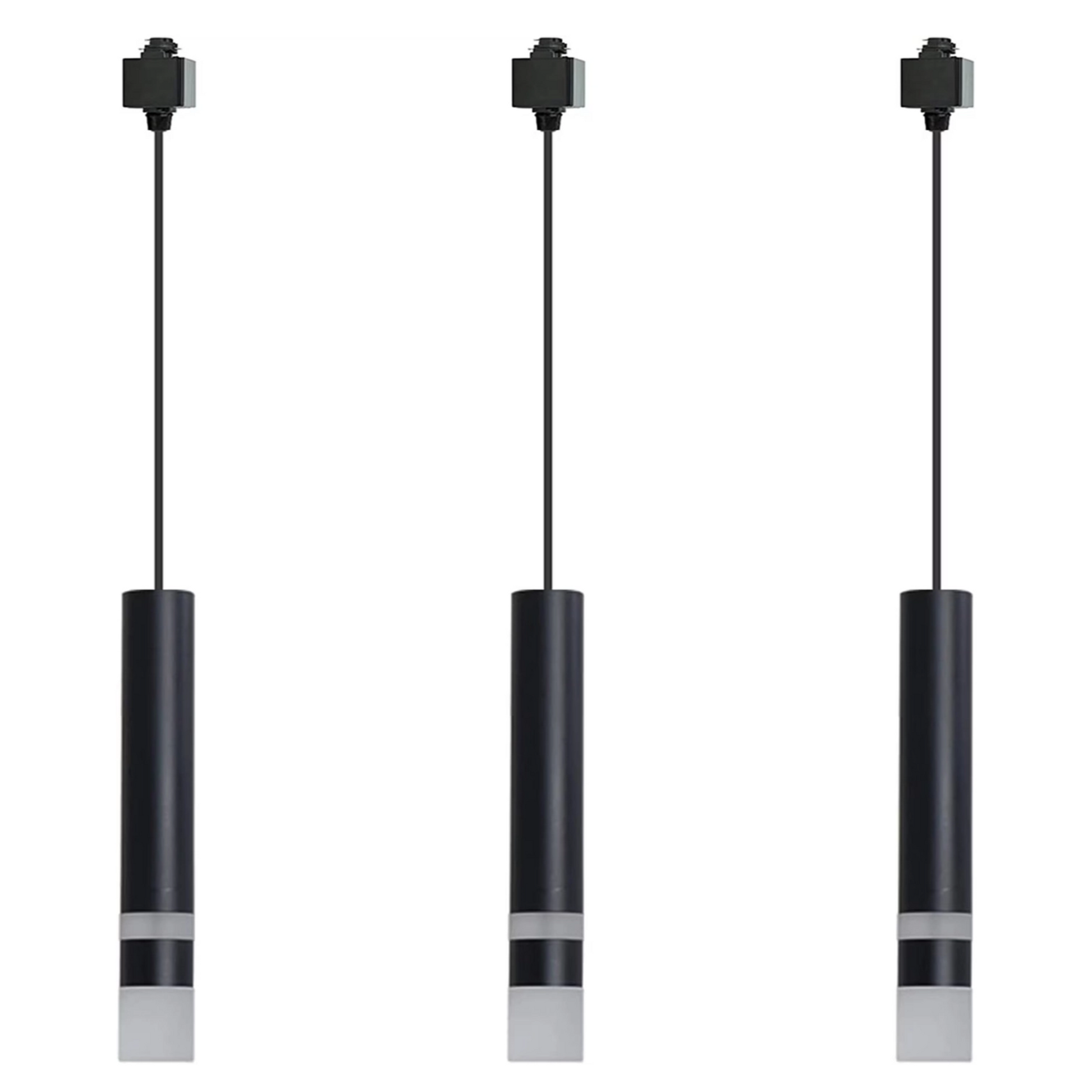 Kiven H-Type Track Light Pendants with Linear Industrial Look 5W LED Track Spotlight Black Light Accent Light Adjustable Stagger The Heights Decorate for Kitchen 3 Lights Customizable,Warm White