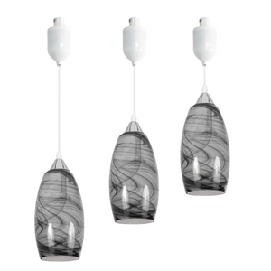 Kiven H-Type Track Lighting Pendants Adjustable Height,Modern H Track Pendant Lights with Grey Marble Glass Lampshade,Decorative Track Lighting Fixture for Kitchen Island Hallway, 3-Light