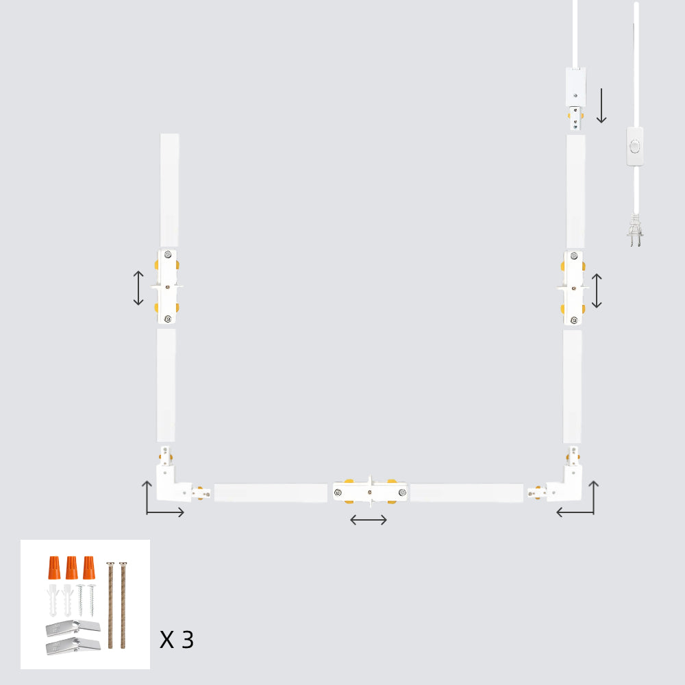 Customizable H Track Lighting Rail Kit Black 15ft Cord Length U-shaped Track with I and L Connectors Suitable for Kitchen Island of Various Shapes