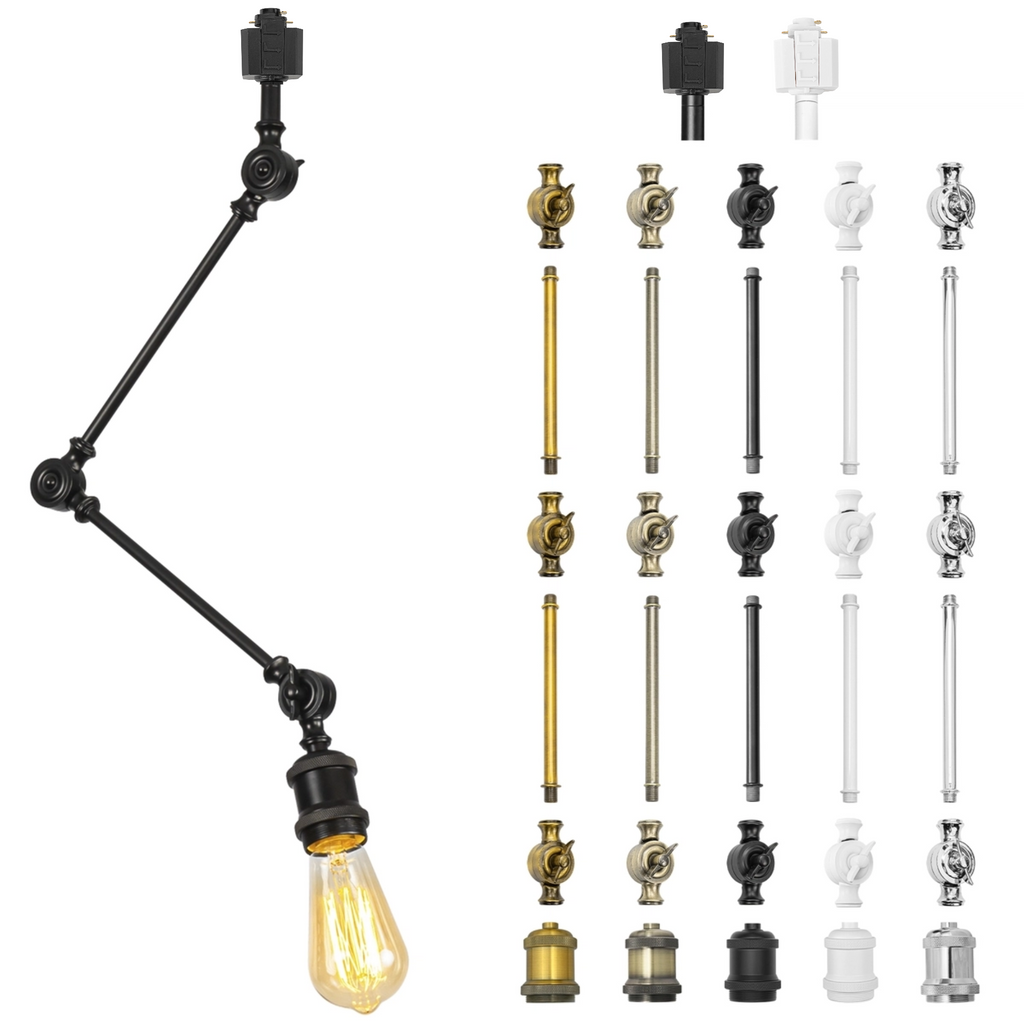 Customizable Articulating Arm Track Light Accent, Modular Adjustable Extension Track Pendant Light for Kitchen Island, Dining Room & Accent Wall