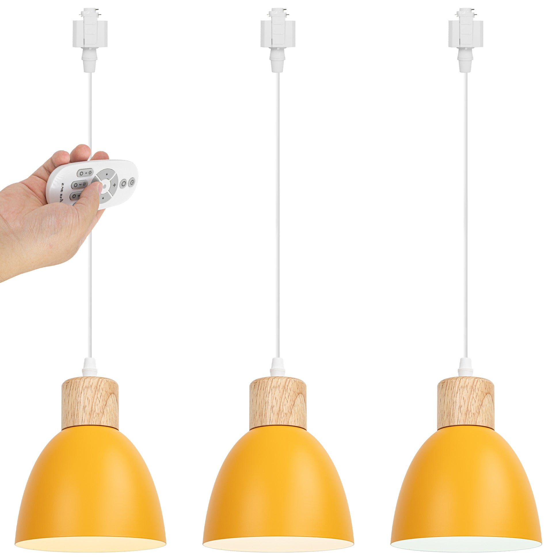 Kiven 3-Lights H-Type Track Pendant Lights, Dimmable Track Mount Pendant Lighting Fixtures White/Blue Macaron Aluminum Shade Adjustable Height