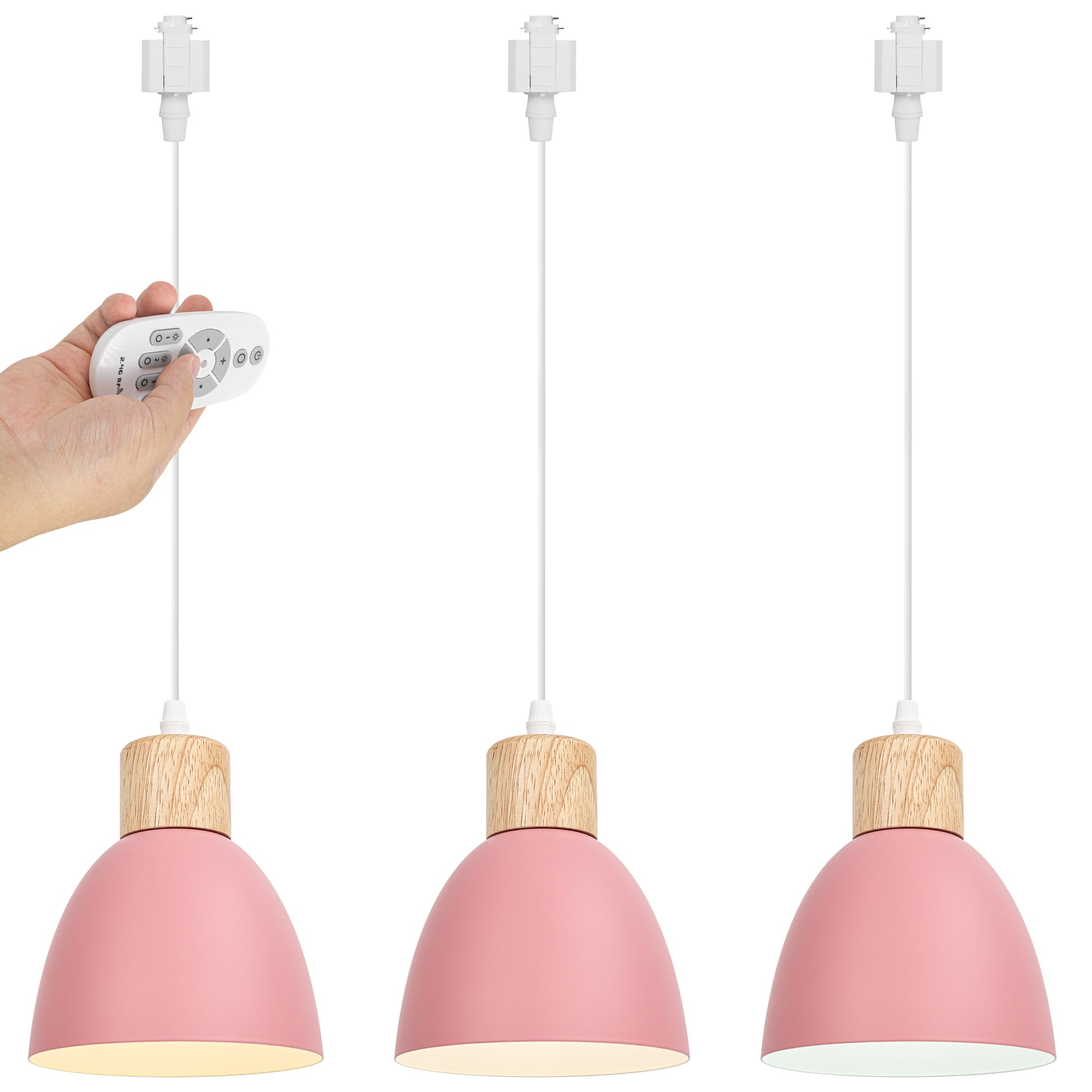 Kiven 3-Lights H-Type Track Pendant Lights, Dimmable Track Mount Pendant Lighting Fixtures White/Blue Macaron Aluminum Shade Adjustable Height