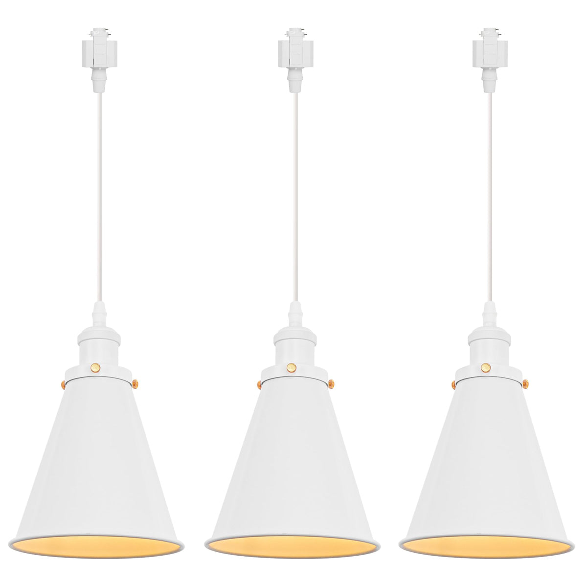 Kiven H-Type Track Lighting, 3-Light Modern Halo Track Pendant Light with Metal Lampshade,Dimmable H Track Light Pedant for Kitchen Island Home Cafe Bedroom, Cord Length 39.4",Silver Finish