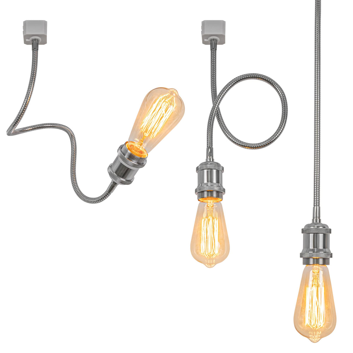 Kiven H Type Track Light,Black Iron Cone Shade Ceiling Spotlight, Flexibly Rotatable Light Goose Neck Head, Adjustable Island Lighting Mini Halo Track Mounted Pendant Lamp for Kitchen