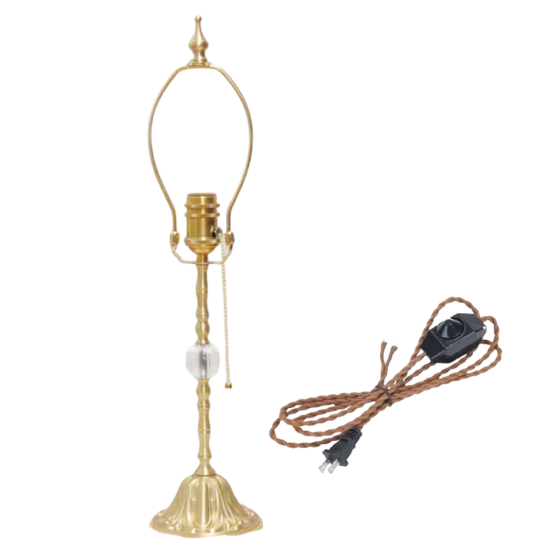 Vintage Brass Tassel Table Lamp Post: Retro Design with Lamp Head & Horn Frame, Dimmable Switch + Plug - in Power Cord