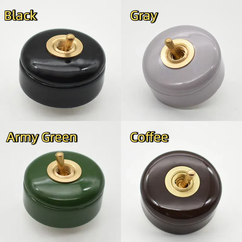 Retro Ceramic Toggle Switch: Creative Solid Brass Rod Lighting Controller for Vintage-Style B&Bs, Cafés & Dining Areas