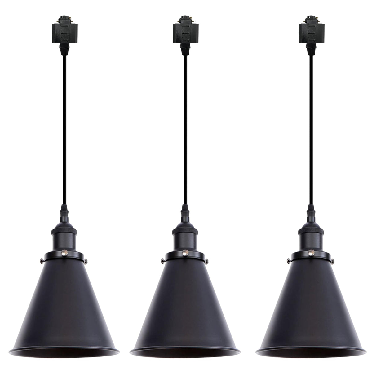 Kiven H-Type Track Lighting, 3-Light Modern Halo Track Pendant Light with Metal Lampshade,Dimmable H Track Light Pedant for Kitchen Island Home Cafe Bedroom, Cord Length 39.4",Silver Finish