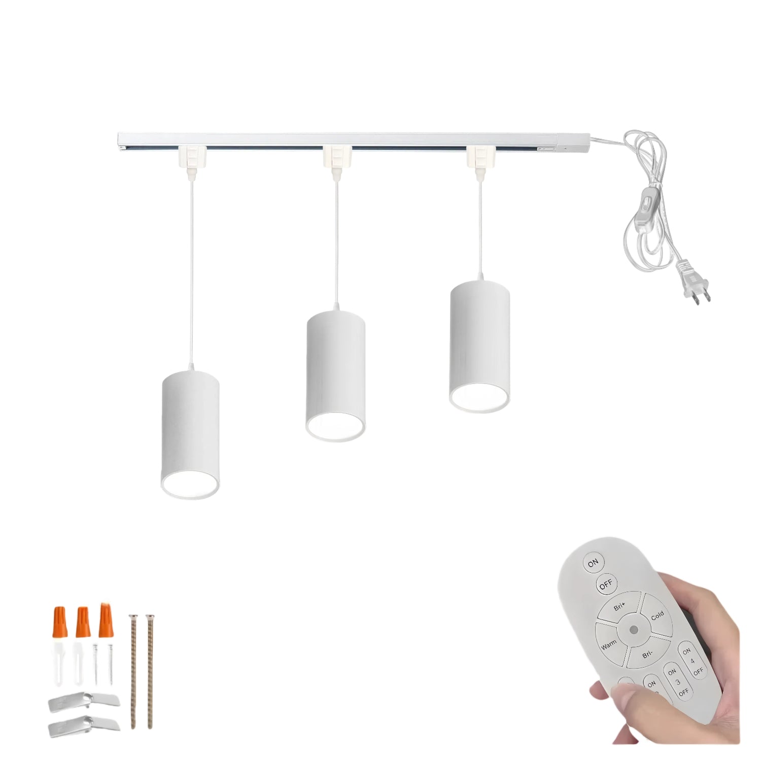 Remote Control 7W LED Track Linear Look Black Pendant Lights H-Type Plug-in Track Light with Focused Adjustable COB LED Dimmable for Dining Room Kitchen 3 Lights Customizable