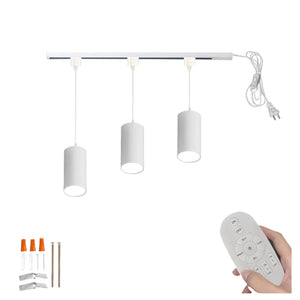 Remote Control 7W LED Track Linear Look Black Pendant Lights H-Type Plug-in Track Light with Focused Adjustable COB LED Dimmable for Dining Room Kitchen 3 Lights Customizable