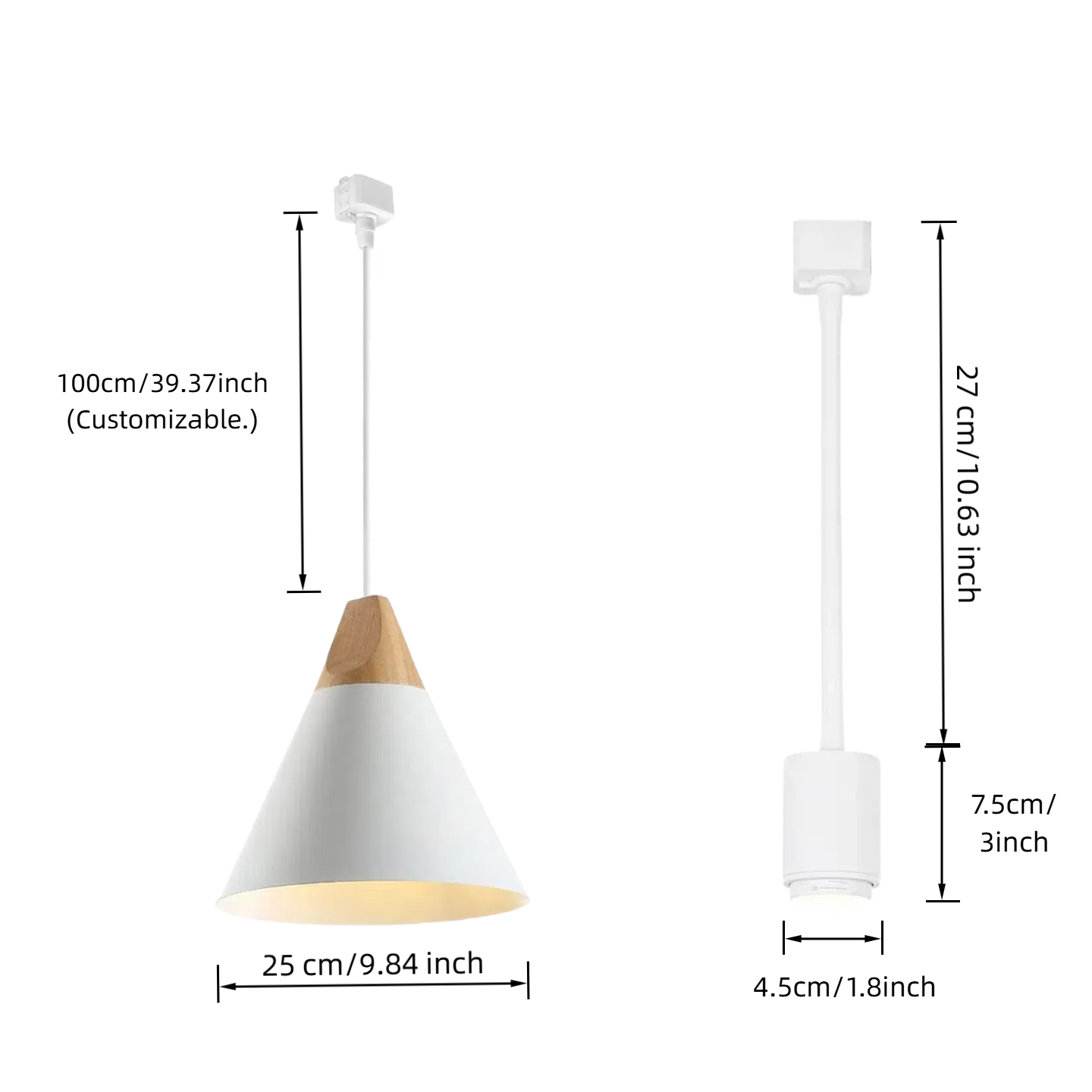 Kiven Integrated LED Goose neck/Pendant Combo 4-Light Track Lighting Kit Scandinavia-Style for Living Room, Kitchen Island