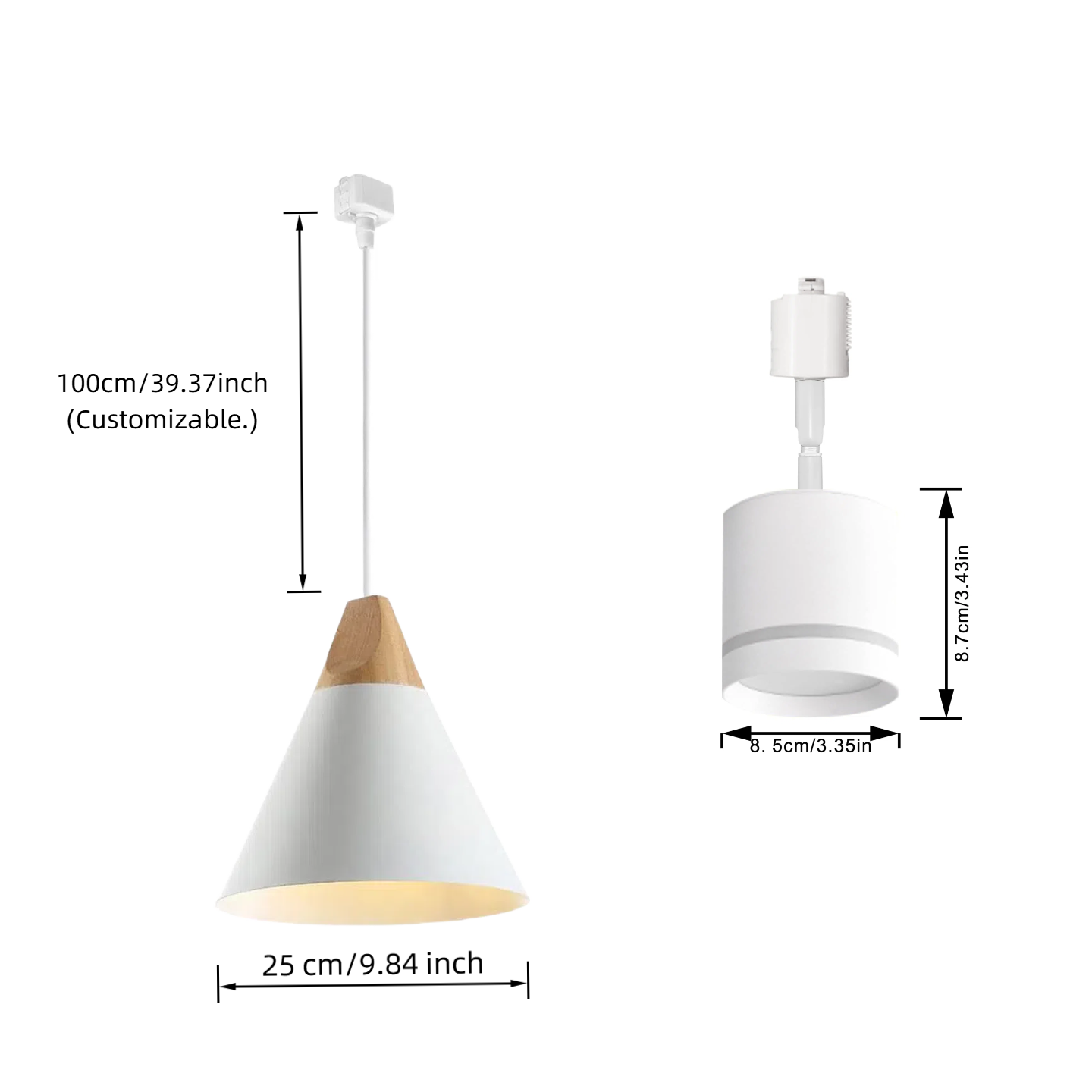 Kiven 4-Light Track Lighting Kit Nordic-Style White Integrated LED Track/Pendant Combo for Bedroom, Kitchen Island