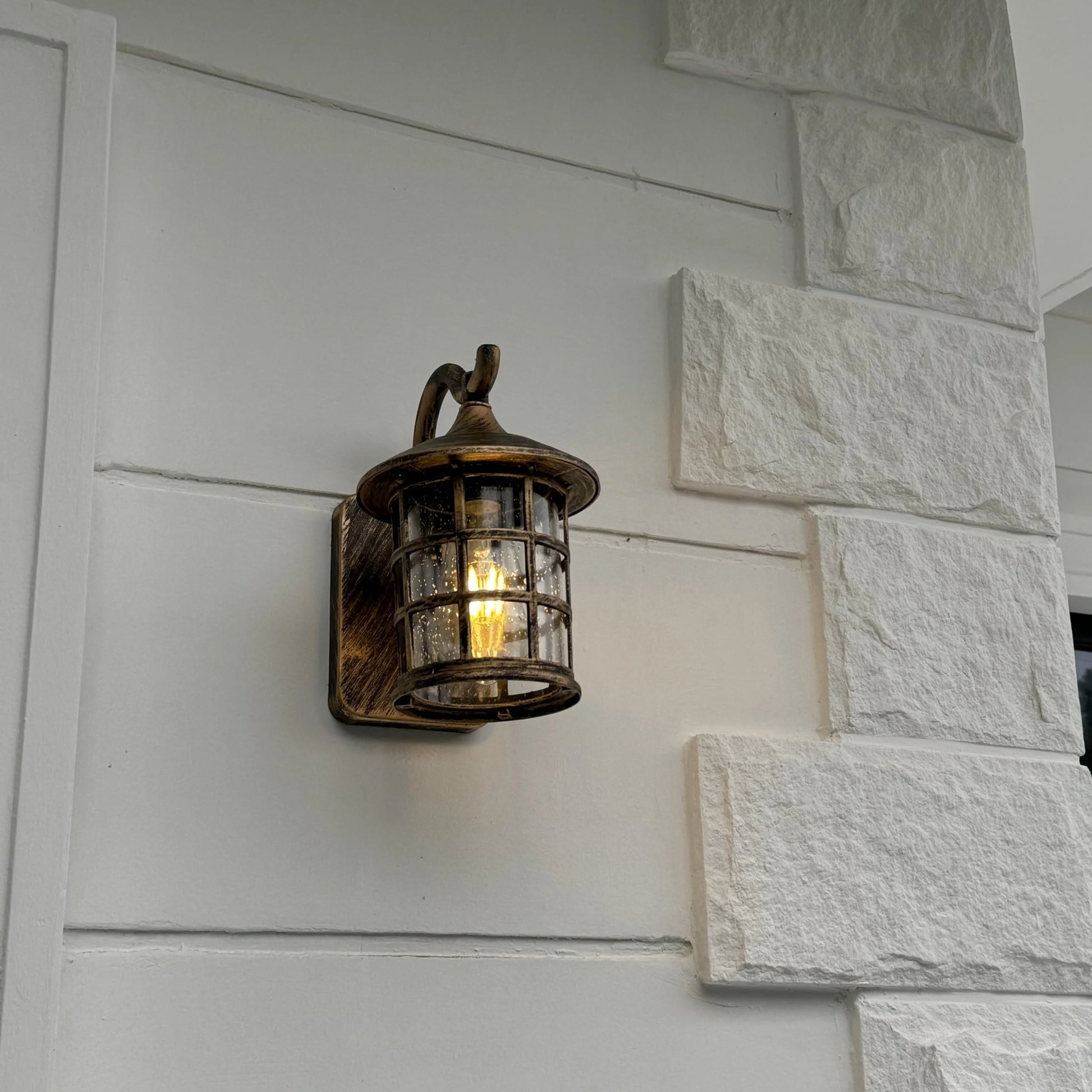 Kiven Waterproof Exterior Outdoor/Indoor Wall Light, Plug-in Wall Mount Lantern Light, Dusk-to-Dawn,Industrial Porch Light for House, Garage, Patio BD1985B