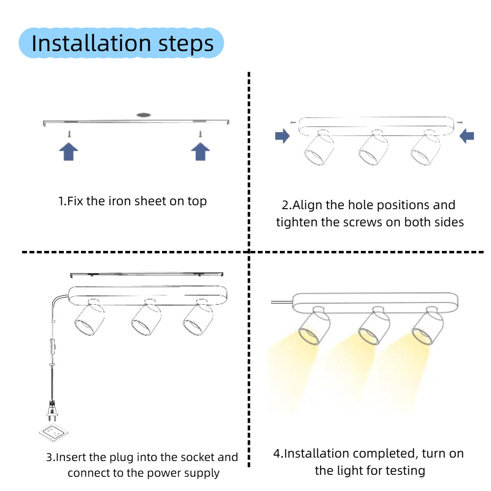 Kiven Plug in Track Lamp Black Ceiling Spotlight with 14.8ft Cord Remote Through-Wall Control Modern Rotatable Light Head for Kitchen Bedroom Hallway