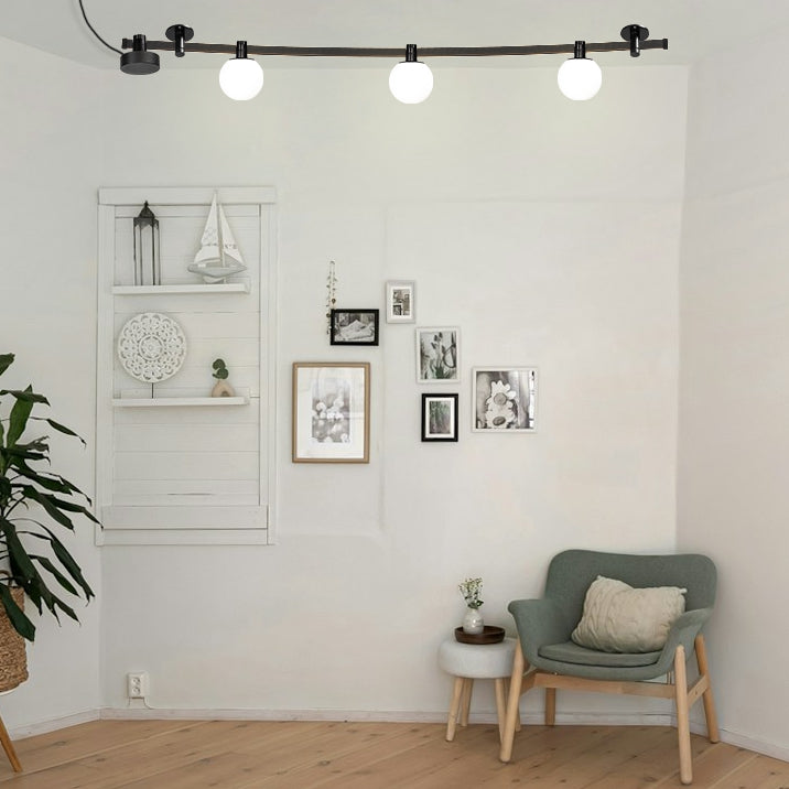 Black Kiven LED track light with globe pendant lights, DIY, modular design, for kitchen island or bedroom DIY lighting