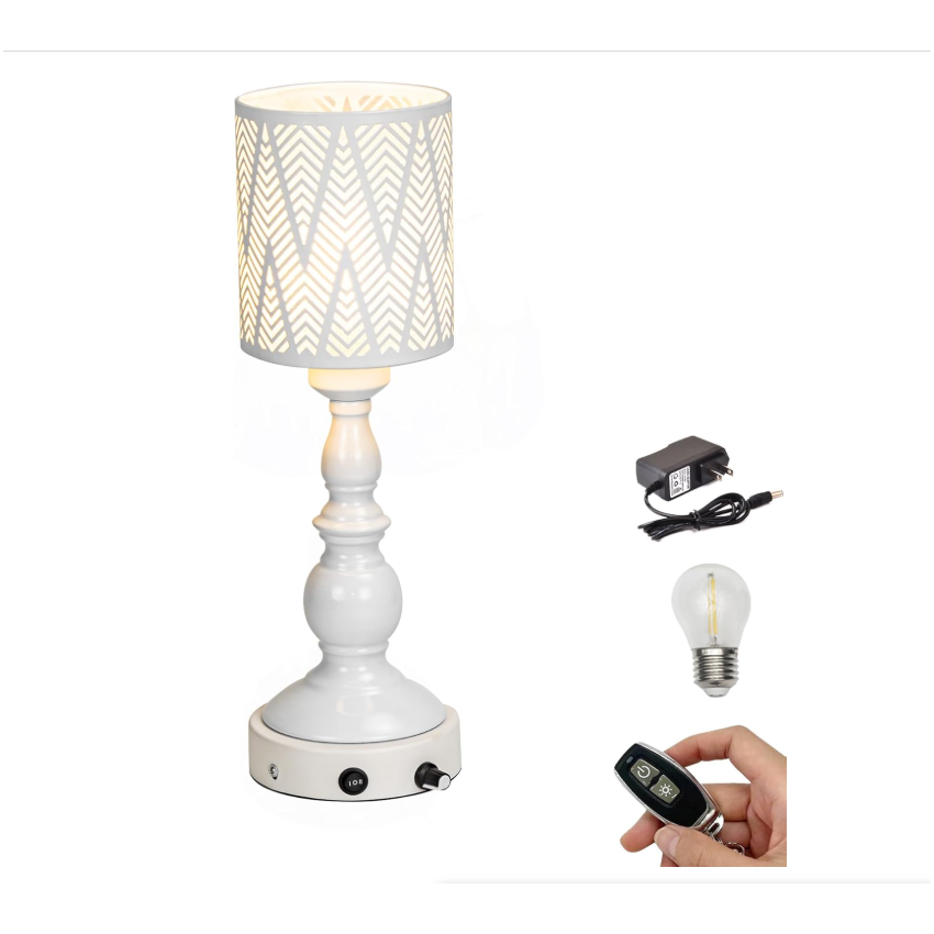 Kiven Cordless Table Lamp,Dimmable Rustic Farmhouse Bedside Desk Lamps with Metal Lampshade,2700K Warm White, Rechargeable Nightstand Lamp for Office Home Decor Bedside DZ0479