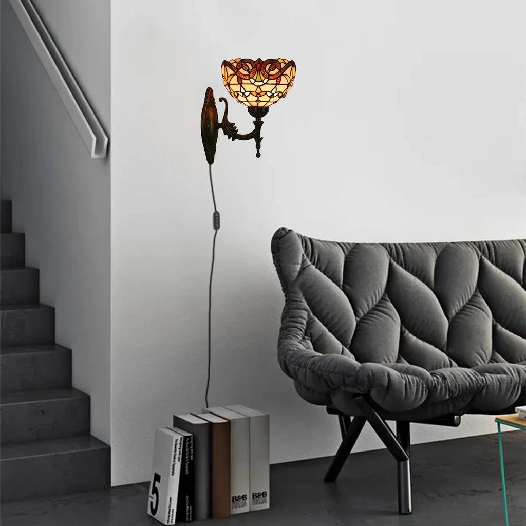 Kiven 1/2 - Pack RGB Color - Changing Wall Sconces with Remote Control, Rechargeable Battery - Powered, Dimmable Tiffany Handmade Light Fixtures - Bulbs Included, Ideal for Dorm, Store, Bedroom, Loft & Corridor