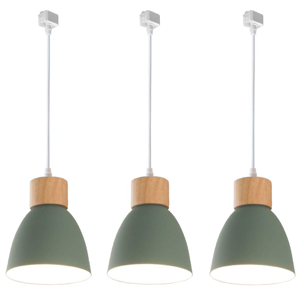Kiven 3-Lights H-Type Track Pendant Lights, Dimmable Track Mount Pendant Lighting Fixtures White/Blue Macaron Aluminum Shade Adjustable Height