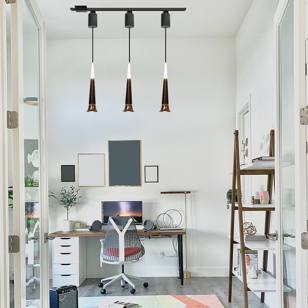 Kiven J-Type LED Track Lighting, 3-Light Modern Dimmable Juno Track Pendant Light, J Track Lighting Pendants Adjustable Length