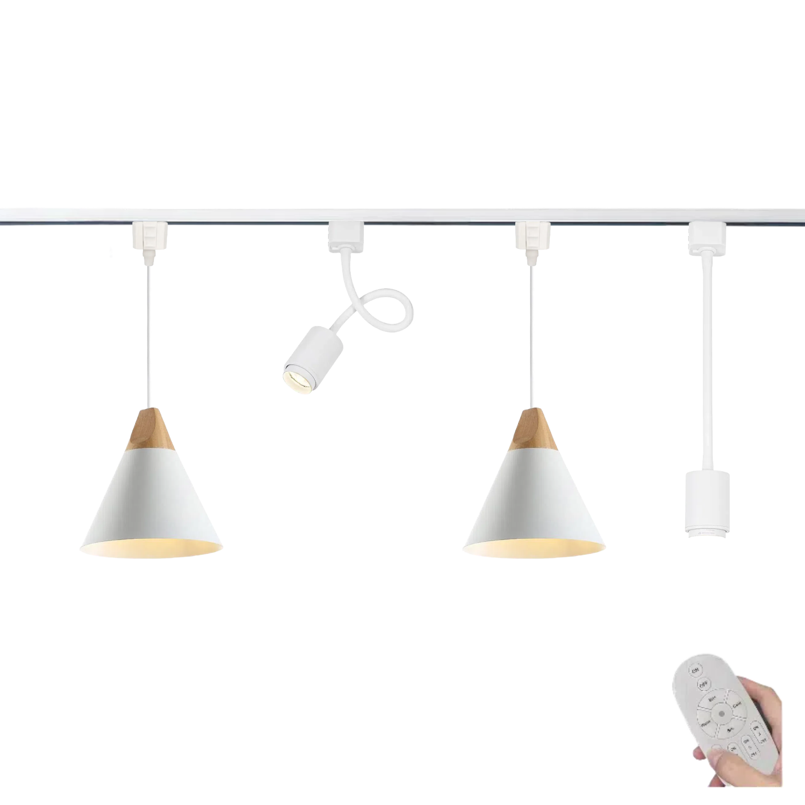 Kiven Integrated LED Goose neck/Pendant Combo 4-Light Track Lighting Kit Scandinavia-Style for Living Room, Kitchen Island