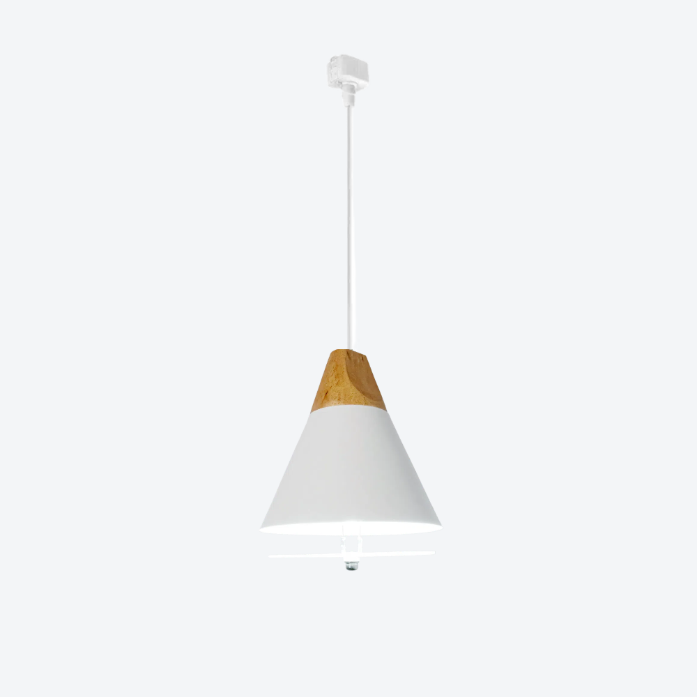 Kiven H-Type Track Pendant Light Nordic-Style White Wood for Bedroom & Kitchen + FREE Diffuser Shade, Customizable