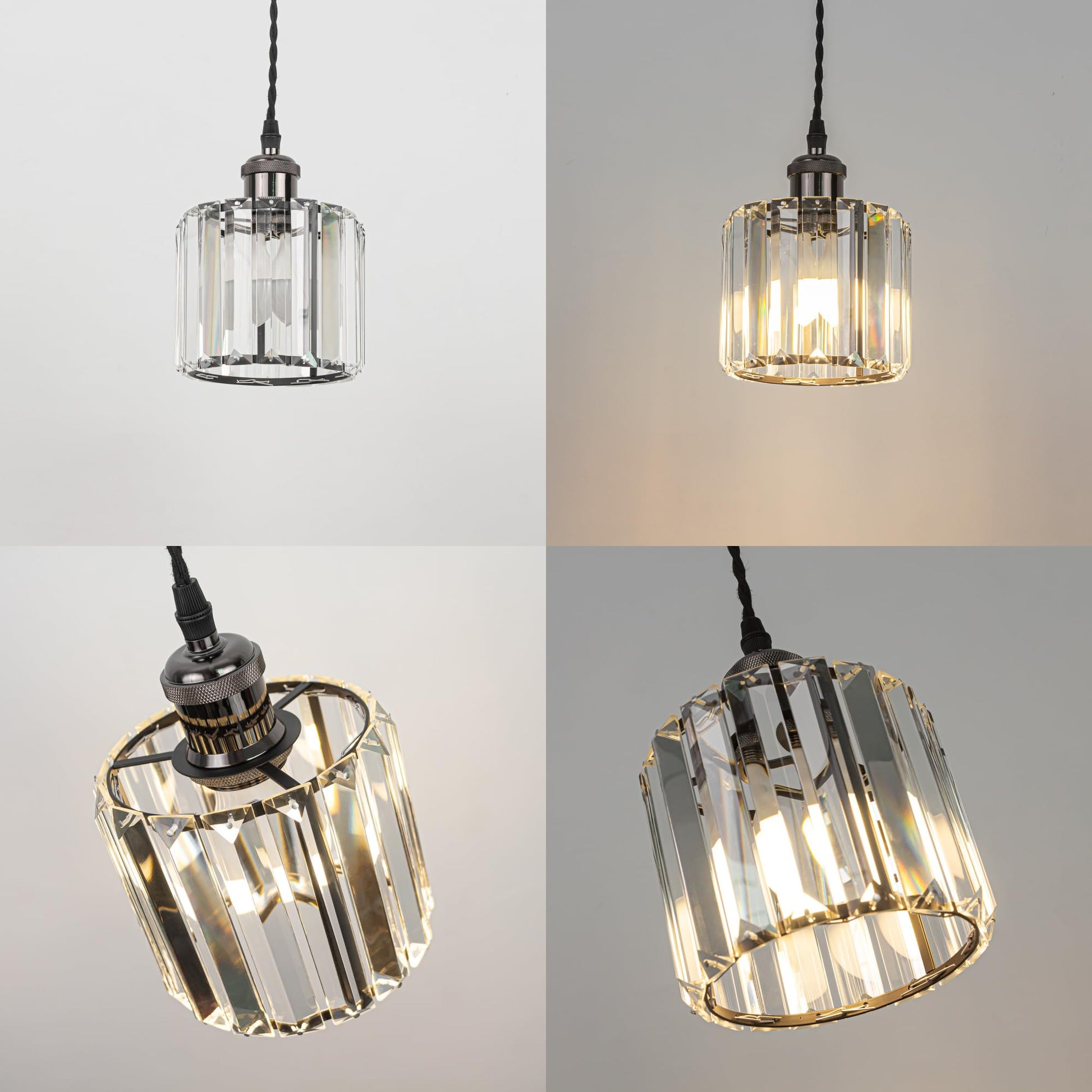 Kiven Can Lights Retrofit Recessed Lighting with E26 Power Outlet Adapter, 4/5/6 Inch 3-Light Replacement Conversion Kit, Farmhouse Crystal Pendant Lighting for Bedroom Hallway Kitchen, Black Finish