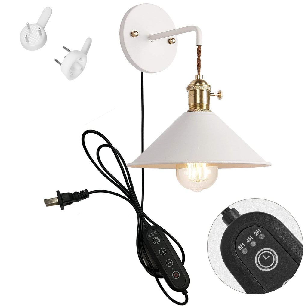 Kiven Wall Sconce Green Macaron Lighting Fixture with Plug-in Cord(5.9FT),Dimmable and Timed Wall lamp for Bedroom Bathroom-1 Pack