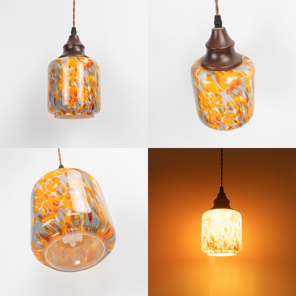 Kiven H-Type Track Lighting Pendants,3-Light Modern h Track Pendant Lights with Orange Glass Globe,Decorative Track Lighting Fixture Adjustable Cord Length for Kitchen Restaurant TBB010