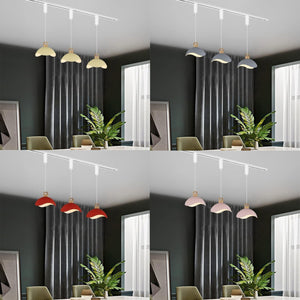 Track Pendant Light with Multi Color Iron Shade, Adjustable Length with 3 light for Home Lights