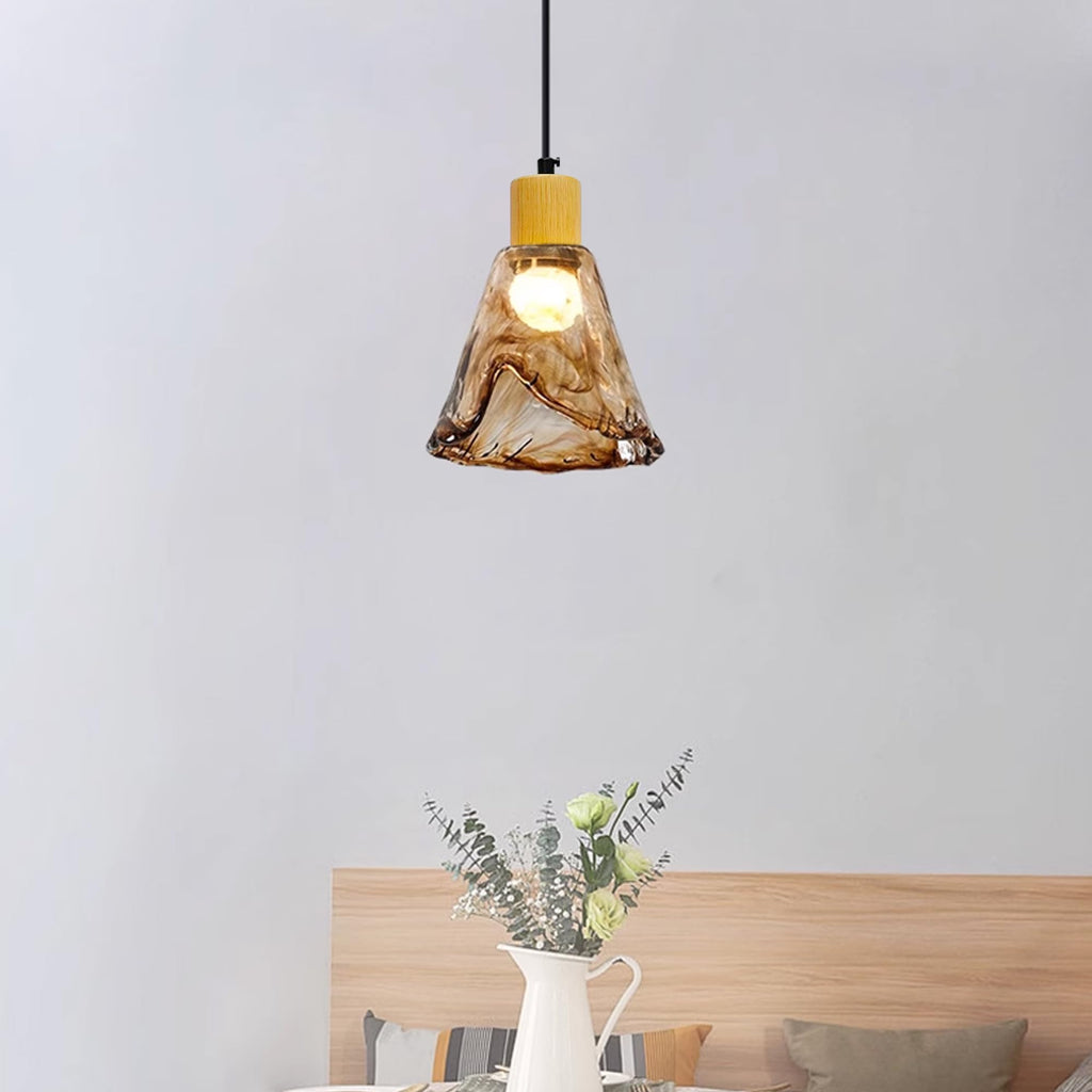 5.5" Amber Glass Cone Bell Lamp Shade Replacement, Brown Delicate Texture Glass Cover, DIY Torchiere Shade Decorative for Pendant Light Table Lamp Swag Ceiling Lamp Wall Sconce