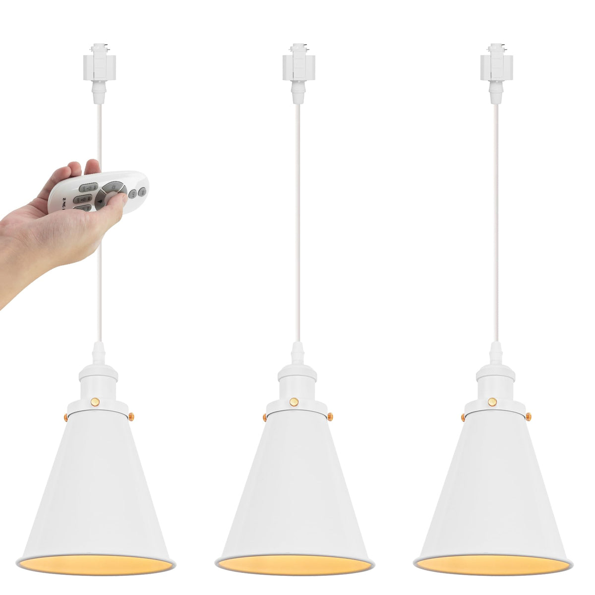 Kiven H-Type Track Lighting, 3-Light Modern Halo Track Pendant Light with Metal Lampshade,Dimmable H Track Light Pedant for Kitchen Island Home Cafe Bedroom, Cord Length 39.4",Silver Finish