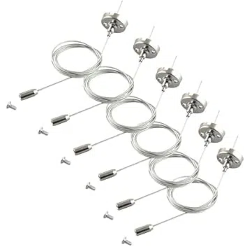 Kiven Set of 6 ceiling canopies with cable guide, light bracket, adjustable stainless steel safety clasp for pendant lamp, suspension installation accessory, replacement accessory, chrome-plated