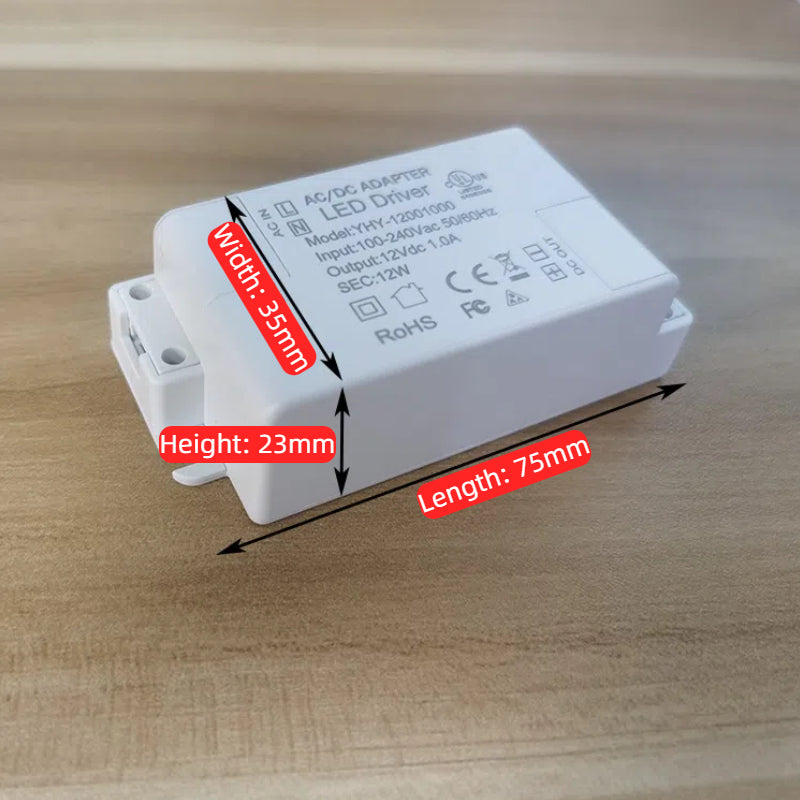 Kiven 110V AC to 12V DC 1A 12W Constant Voltage LED Power Supply, CE Certified Voltage Regulator Transformer for LED Strip Lights/Bulbs/Lamps