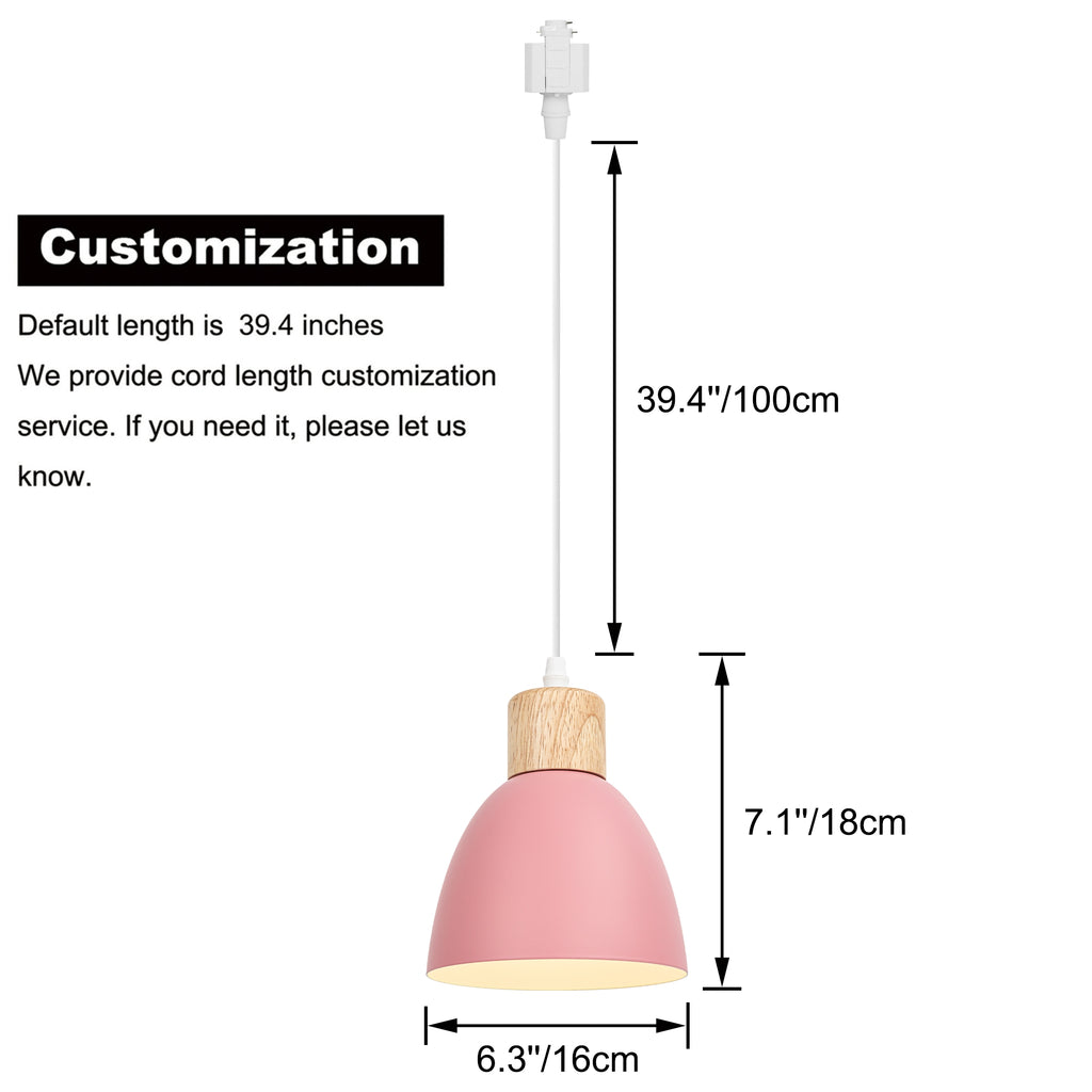 Kiven 3-Lights H-Type Track Pendant Lights, Dimmable Track Mount Pendant Lighting Fixtures White/Blue Macaron Aluminum Shade Adjustable Height