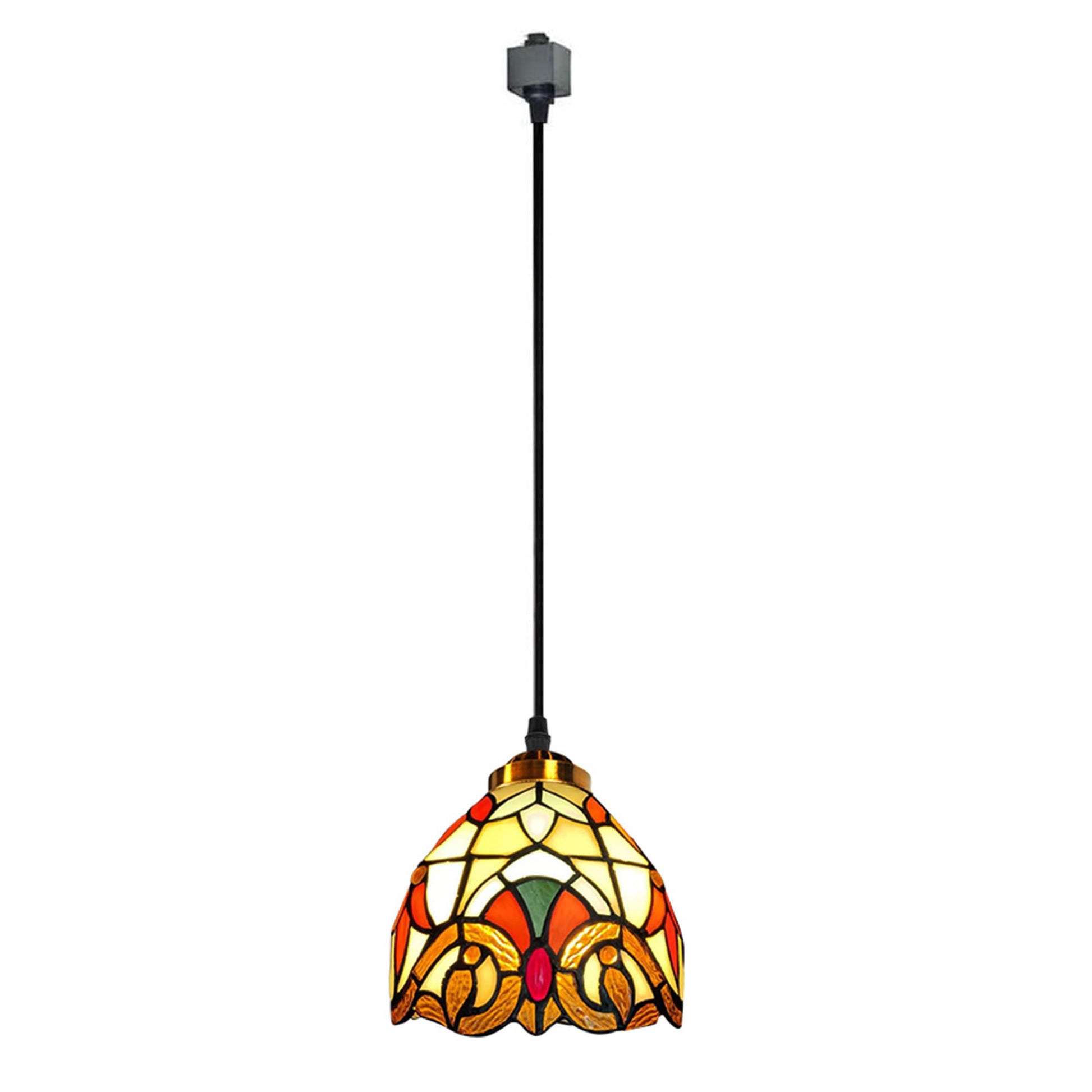 Kiven H-Type Track Lighting Pendants, Tiffany Style h Track Pendant Lights, 1-Light Decorative Track Lighting Fixture for Kitchen Island Hallway,Brown