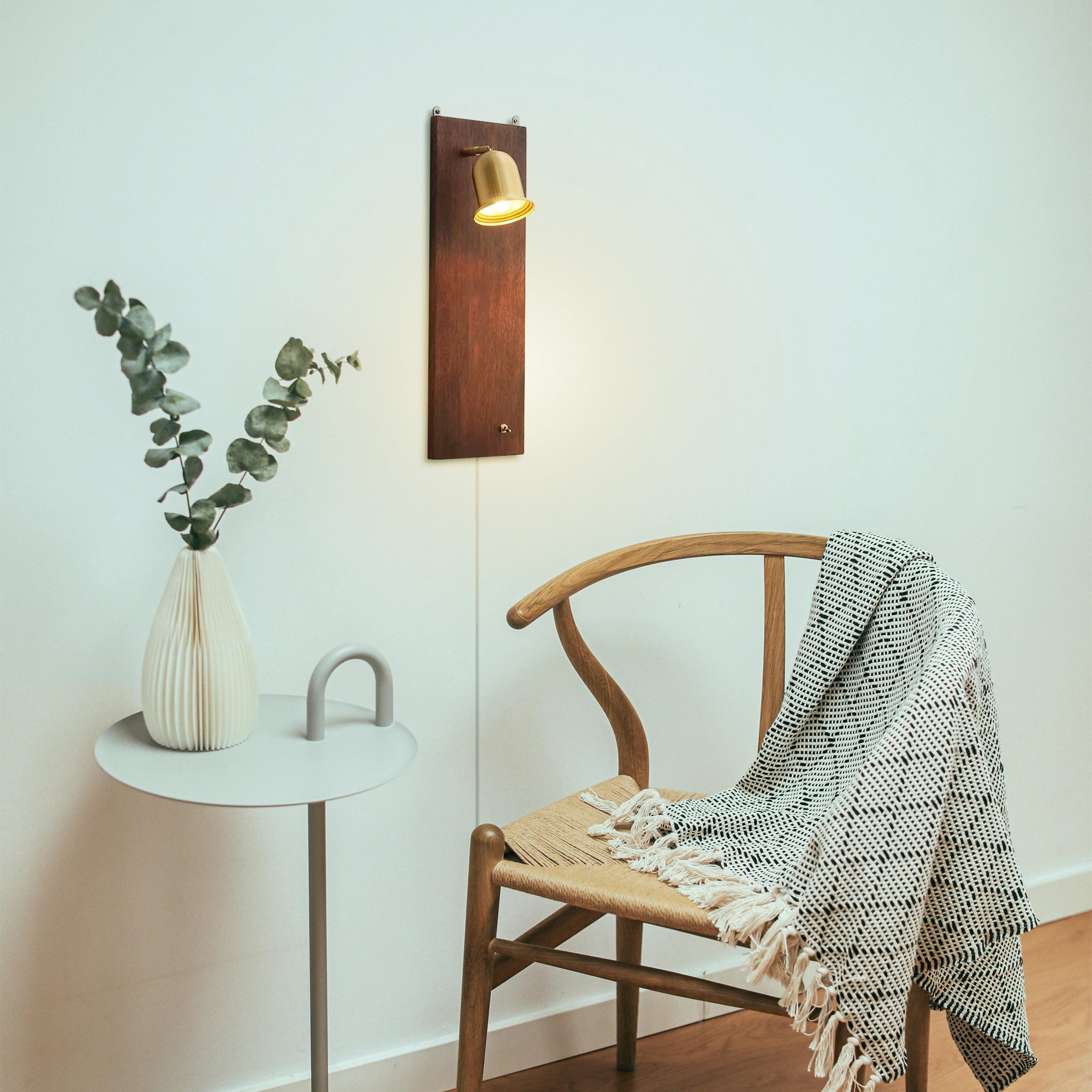Vintage Wall Sconce | Ceramic & Wood | Unique Artistic Light