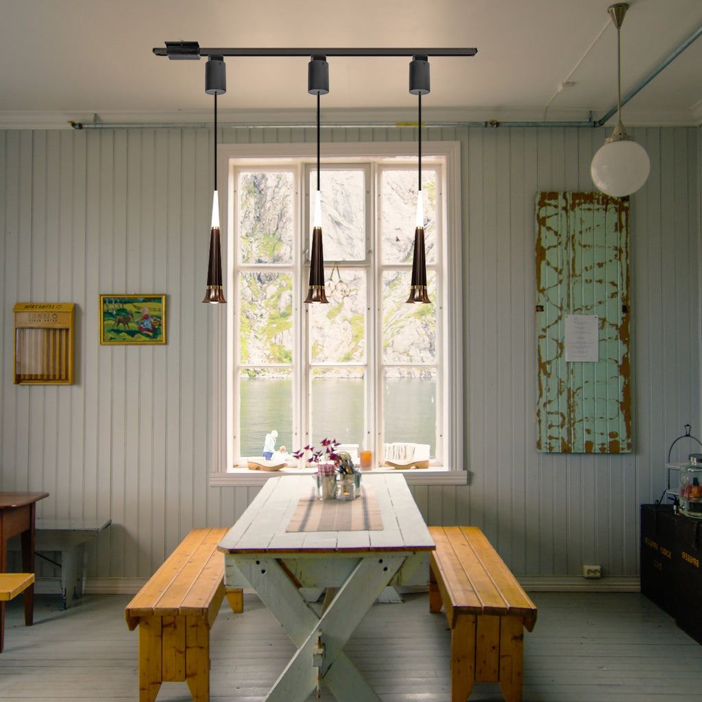 Kiven J-Type LED Track Lighting, 3-Light Modern Dimmable Juno Track Pendant Light, J Track Lighting Pendants Adjustable Length