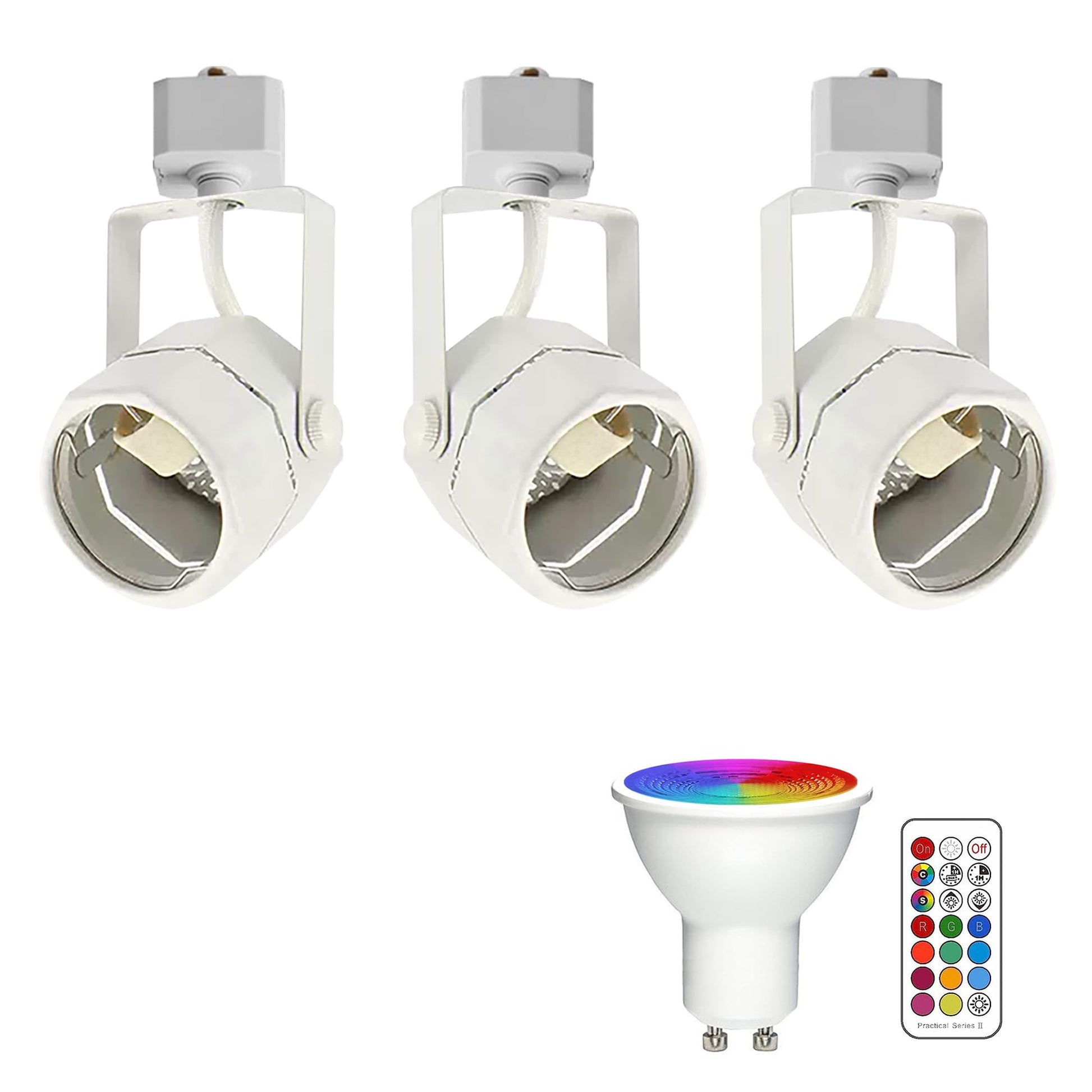 Adjustable H Type Track Light, Octagonal Ceiling Spotlighting Remote Control, Color Changing RGB White GU10 Timer Bulb Mini Lights Track Mounted for Kitchen Shopwindow Disco Ball