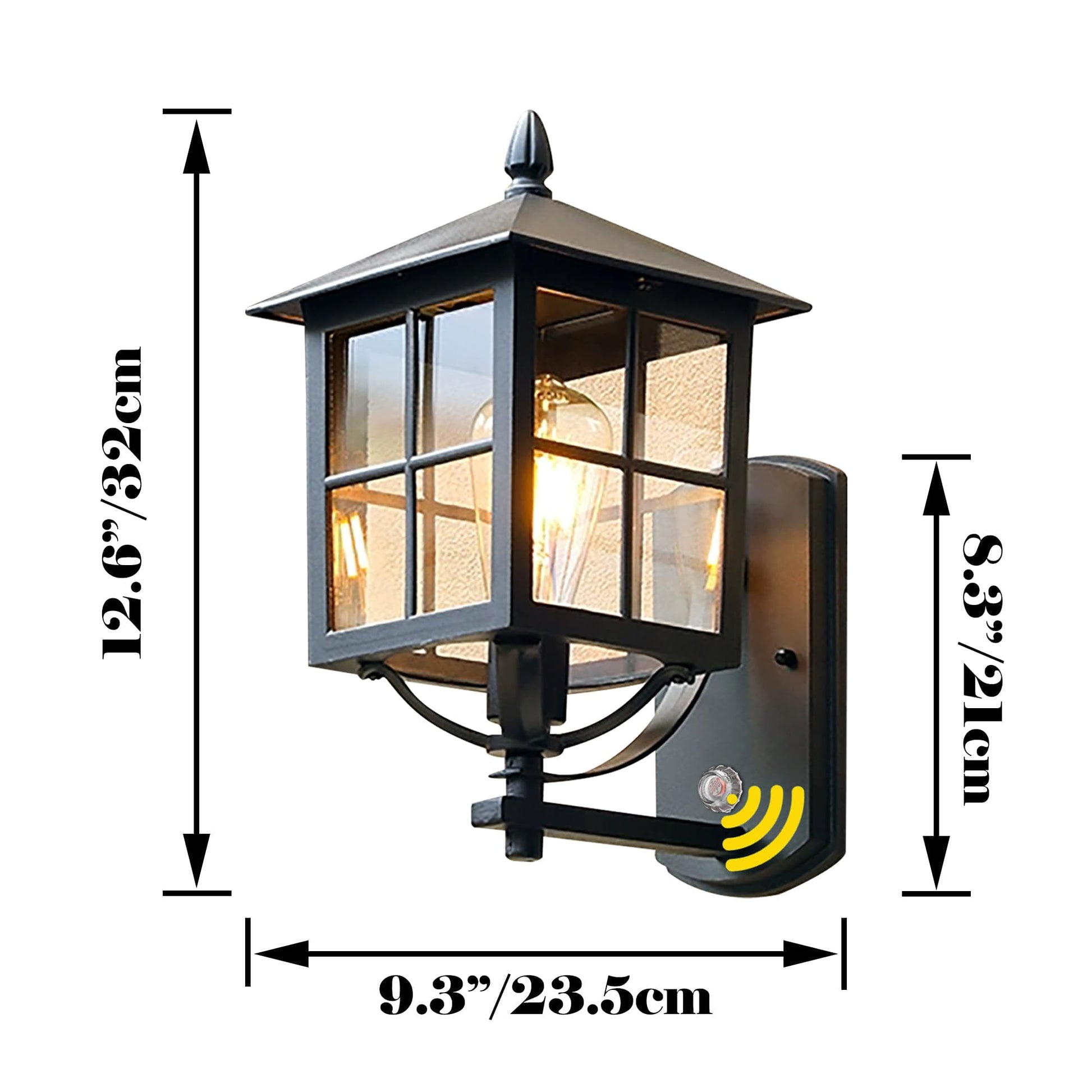 Kiven Waterproof Exterior Outdoor/Indoor Wall Light, Plug-in Black Wall Mount Lantern Light , Dusk-to-Dawn,Industrial Porch light for House, Garage, Patio E26 Socket