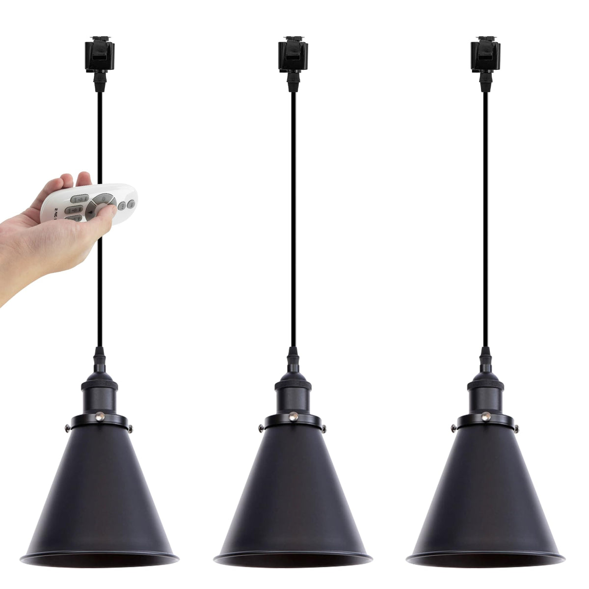 Kiven H-Type Track Lighting, 3-Light Modern Halo Track Pendant Light with Metal Lampshade,Dimmable H Track Light Pedant for Kitchen Island Home Cafe Bedroom, Cord Length 39.4",Silver Finish