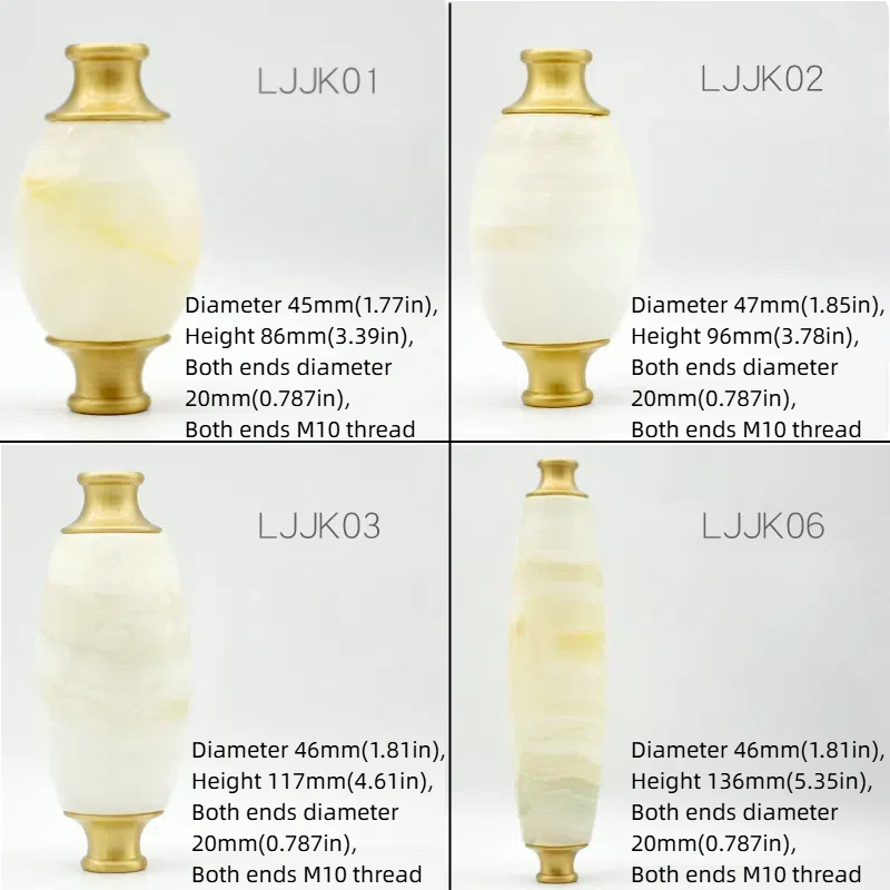 Table Lamp Column for Bedroom & Desk Decor: European - Style Full - Copper, Alabaster with Tassel, Custom Assembly Part