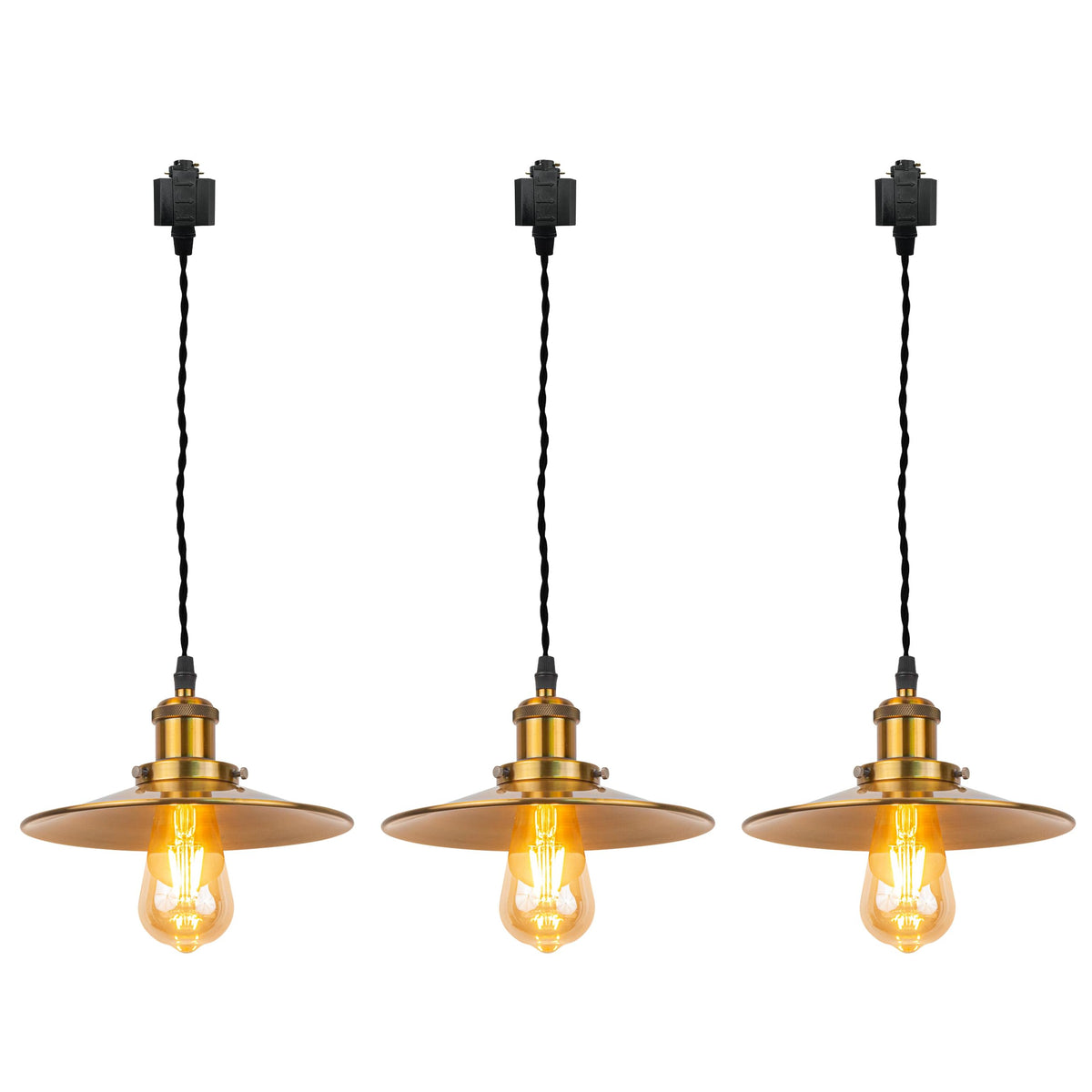 Kiven H-Type Track Lighting, Modern H Track Light Pedant with Metal Lampshadefor Kitchen Island Cafe Bedroom, Cord length 39.4",Gold Finish